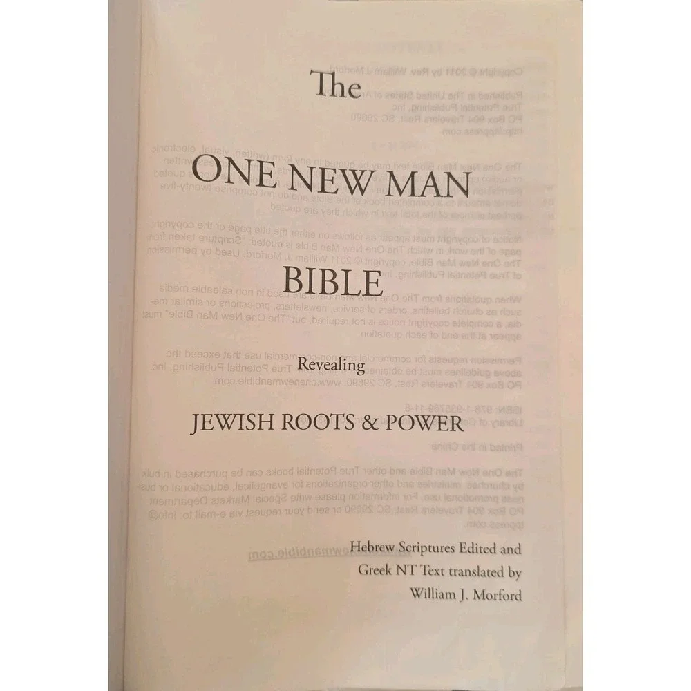 NEW One New Man Bible Revealing Jewish Roots and Power by William J Morford 2011